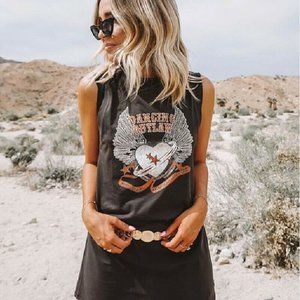 Rocker Vintage Graphic Tunic Dress T-Shirt Tee